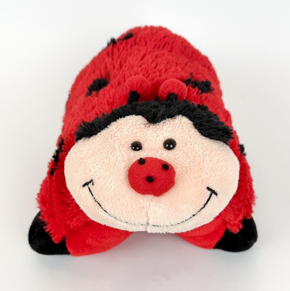 Pillow Pets Pee-Wees Ladybug Plush Folding Pillow Retired 2010 Red Black 12.5" T